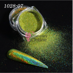 Decor pentru unghii NADP028TT Glitter cu model paun holografic Green Paun